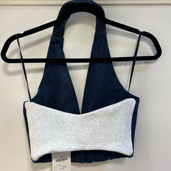 Denim Crop Corset Halter Top - Picture 2 of 2